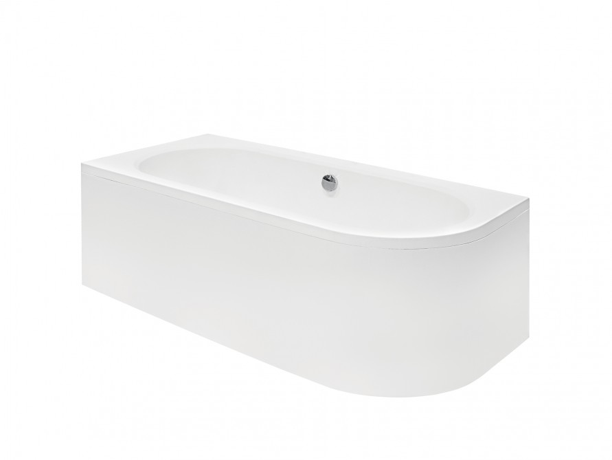BESCO AVITA Bañera 160 x 75 cm acrílico SET delantal sifón bañera esquina bañera blanco diseño moderno desagüe izquierda